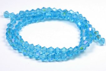 Cristale din sticla, biconice, 3 mm, AB, aquamarin