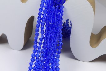 Cristale din sticla, biconice, 3 mm, albastre