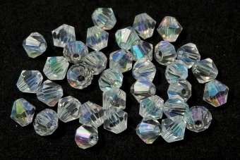 Cristale din sticla, biconice, 3 mm, Aurora Borealis