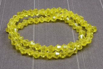 Cristale din sticla, biconice, 3 mm, lucioase, galbene