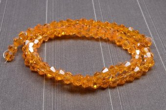 Cristale din sticla, biconice, 3 mm, lucioase, portocalii