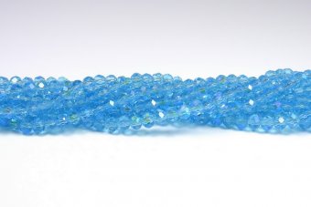 Cristale din sticla, rondelle, 2.5x2 mm, electroplacate, AB, aquamarin