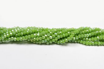 Cristale din sticla, rondelle, 2.5x2 mm, opace, AB, verde olive