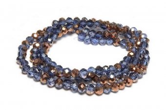 Cristale din sticla, rondelle, 3.5x3 mm, AB, bleumarin