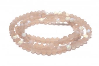 Cristale din sticla, rondelle, 3.5x3 mm, frosted, AB, bej