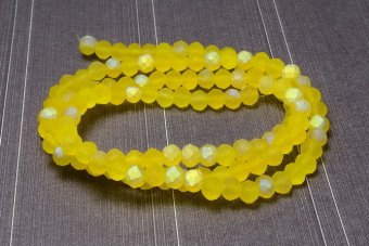 Cristale din sticla, rondelle, 3.5x3 mm, frosted, AB, galbene