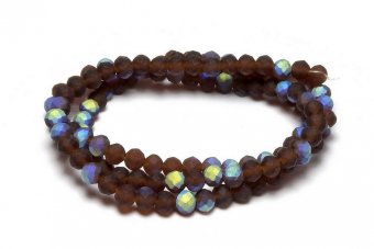 Cristale din sticla, rondelle, 3.5x3 mm, frosted, AB, maro inchis