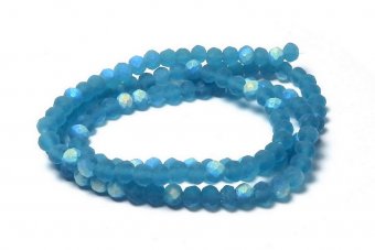 Cristale din sticla, rondelle, 3.5x3 mm, frosted, AB, montana