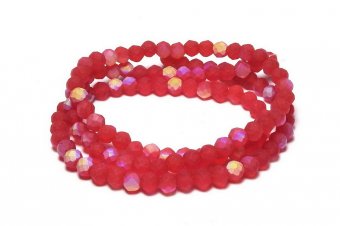 Cristale din sticla, rondelle, 3.5x3 mm, frosted, AB, rosii