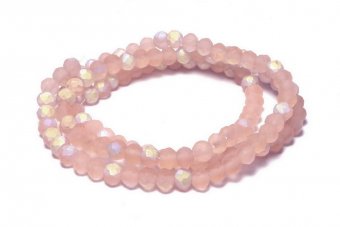 Cristale din sticla, rondelle, 3.5x3 mm, frosted, AB, somon