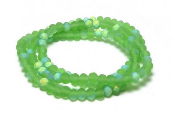 Cristale din sticla, rondelle, 3.5x3 mm, frosted, AB, verzi