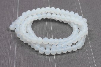 Cristale din sticla, rondelle, 3.5x3 mm, semiopace, frosted, albe