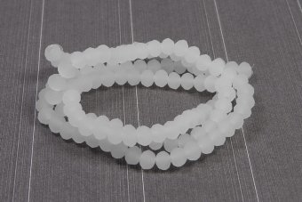 Cristale din sticla, rondelle, 3.5x3 mm, semiopace, frosted, albe