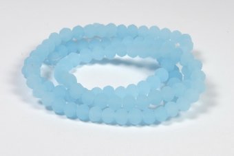 Cristale din sticla, rondelle, 3.5x3 mm, semiopace, frosted, bleu