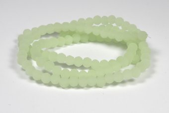 Cristale din sticla, rondelle, 3.5x3 mm, semiopace, frosted, vernil