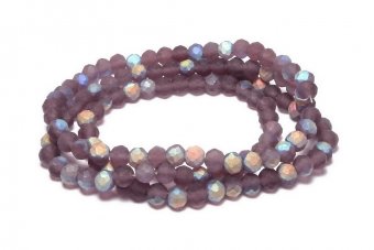 Cristale din sticla, rondelle, 3x2.5 mm, frosted, AB, purpurii