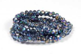 Cristale din sticla, rondelle, 4x3 mm, AB, bleumarin