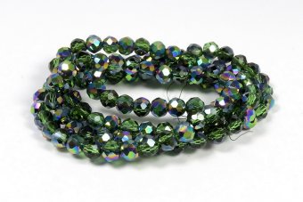 Cristale din sticla, rondelle, 4x3 mm, AB, verzi