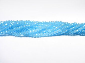 Cristale din sticla, rondelle, 4x3 mm, electroplacate, albastru deschis