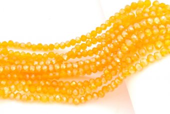 Cristale din sticla, rondelle, 4x3.5 mm, AB, galbene