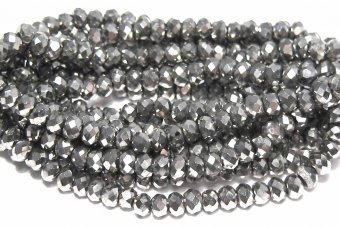 Cristale din sticla, rondelle, metalizate, 3x2.5 mm, platina