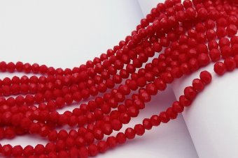 Cristale din sticla, rondelle, opace, 3.5x3 mm, rosii