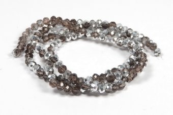 Cristale din sticla, rondelle, semiplacate, 3x2.5 mm, gri fumuriu