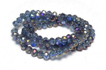 Cristale din sticla, rondelle, transparente, electroplacate, 4x3 mm, AB