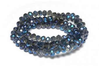 Cristale din sticla, rondelle, transparente, electroplacate, 4x3 mm, bleumarin