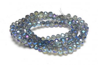 Cristale din sticla, rondelle, transparente, electroplacate, 4x3 mm, gri