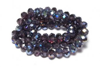 Cristale din sticla, rondelle, transparente, electroplacate, 6x5 mm, mov