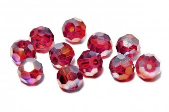Cristale din sticla, rotunde, 4 mm, AB, rosu inchis