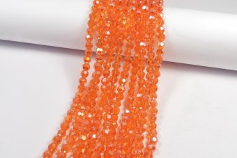 Cristale din sticla, rotunde, 4 mm, AB, rosu orange
