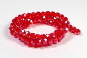 Cristale din sticla, rotunde, lucioase, 4 mm, rosii