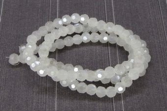 Cristale din sticla, rotunde, lucioase, 4 mm, alb unt