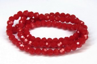 Cristale din sticla, rotunde, opace, 4 mm, rosii