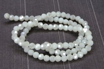 Cristale din sticla, rotunde, opace, lucioase, 4 mm, albe