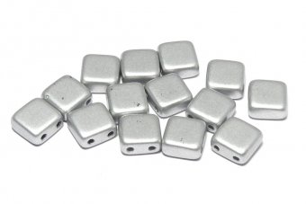 CzechMates Tile, 6x6 mm, Alabaster Metallic Silver-29405