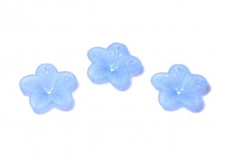 Margele din acril, frosted, floare, 18x5 mm, albastre