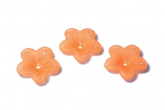 Margele din acril, frosted, floare, 18x5 mm, portocalii