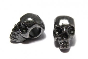 Margele din metal, craniu, gunmetal, 12x8 mm