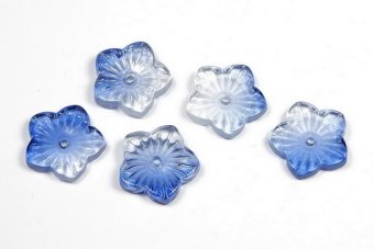 Margele din sticla, floare, 13x3 mm, bleumarin