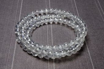 Margele din sticla, rotunde, 4 mm, lucioase, transparente