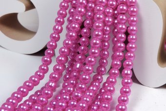 Perle din sticla, 6 mm, siclam