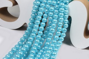 Perle din sticla, 6 mm, turcoaz