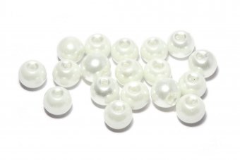 Perle din sticla, 8 mm, albe