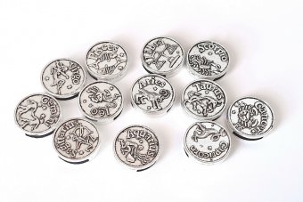 Slide Charm Zodiac, Pesti, argintiu antichizat, 17  mm