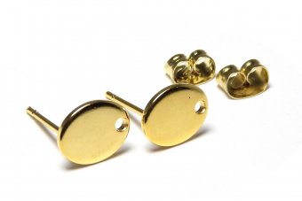 Tortite cercei din inox, ovale, aurii, 9x7 mm