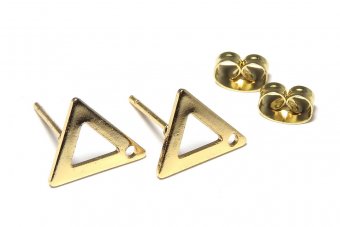 Tortite cercei din inox, triunghi, aurii, 10x9 mm