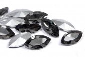 Cabochon din sticla, horse eye, 15x7 mm, Black Diamond